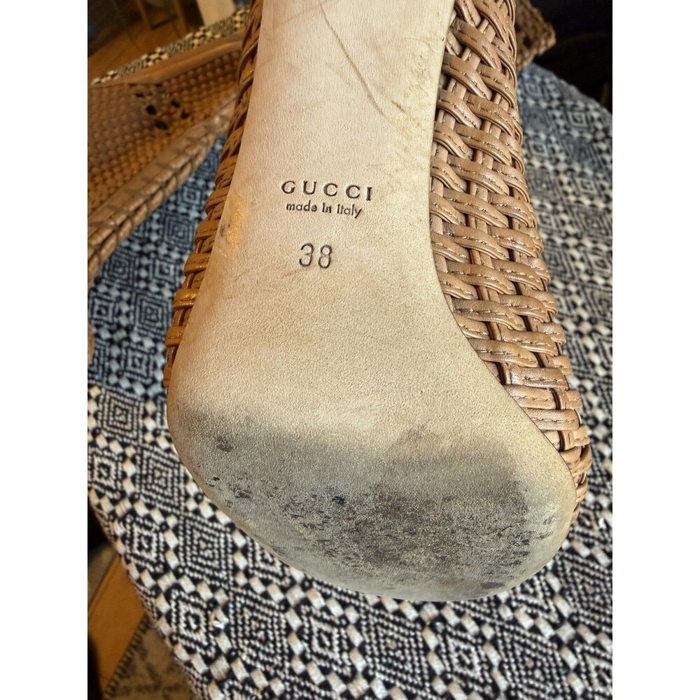 Runway Gucci gladiator leather brown heels shoes sandals size 38 - Picture 7 of 16